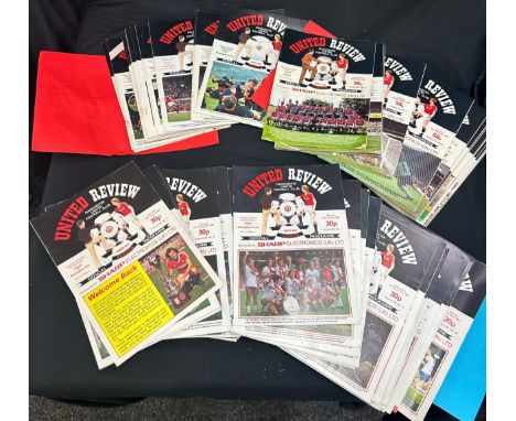 Selection of vintage Manchester United football programmes to include years 87-88, 81-82, 83-84, 82-83 