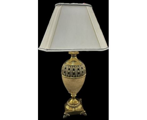 Tall brass and ceramic table lamp, overall height 36 inches, untested 