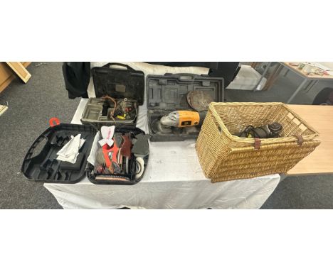 Selection of power tools includes Black and decker, JCB grinder, plane etc 