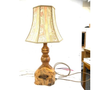 Carved wooden lamp, height approximately 28 inches 