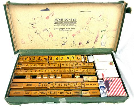 Vintage boxed John Schtyk Price ticket and showcard equipment 