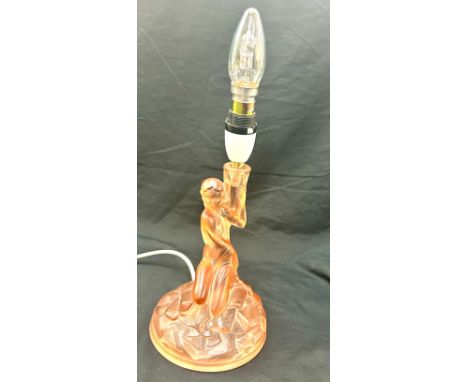 Art Deco glass table lamp, overall height exc bulb 22cm 