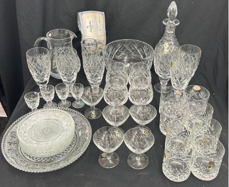 Matching Webb Corbett decanter and 6 glasses together with a selection of various crystal and glassware 