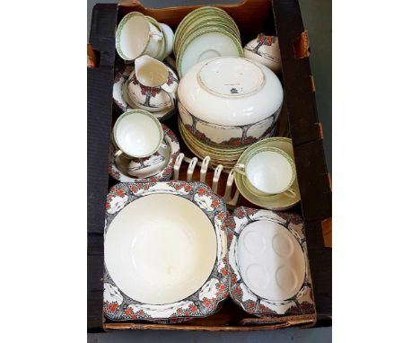 AN ART DECO CROWN DUCAL ORANGE TREE PART DINNER SERVICE AND AN AYNSLEY PART TEA SERVICE 