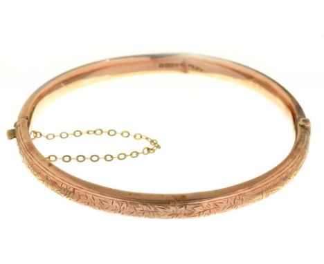 A 9CT GOLD BANGLE, CHESTER 1901, 6.5G++DENTED