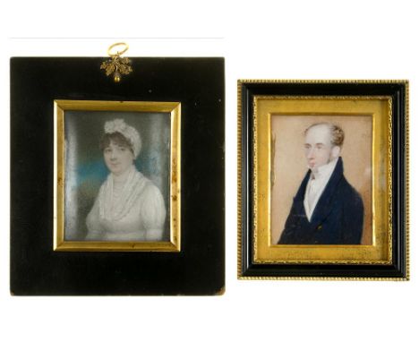 WILLIAM BATE, FL 1799-1845, PORTRAIT MINIATURE OF A LADY, SIGNED AND DATED ON THE CARD BACKING FEB 1803, IVORY, 7.5 X 6.2CM, 