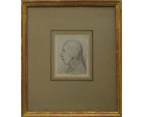 Circle of George Dance RA FSA, British 1741-1825- Portrait of a gentleman; graphite,12.5x10cm
Provenance: from the St Gabriel