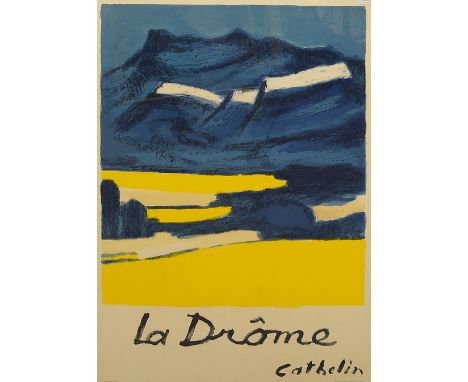 Bernard Cathelin, French 1919-2004- "La Drôme", publ by Edition la Committee de Tourism de la Drôme, printed by Mourlot, Pari