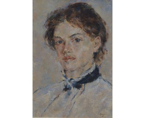 Michael Hyam, British b.1958- Portrait of Katrina; oil on board, signed, 30.5x21cm, (may be subject to Droit de Suite)