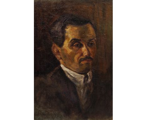 Alfred Lakos, Hungarian 1870-1961- Portrait of a man, quarter-length turned to the right; oil on canvas, signed, 52.5x32.5cm.