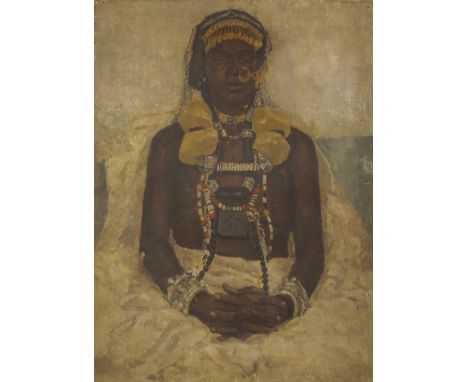 Dorothy S Willis, British exh 1911-33- Portrait of a North African woman seated three-quarter length; oil on canvas, signed, 