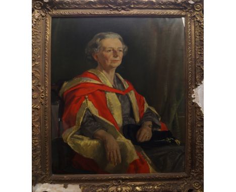 Patrick Edward Philips, British 1907-1976- "Dr Phyllis Mckay"; oil on canvas, signed and dated 1957, bearing hand inscribed l