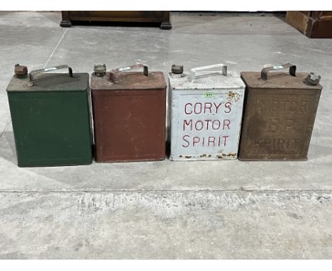 Four vintage petrol cans.