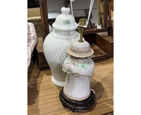 Two ceramic table lamps.