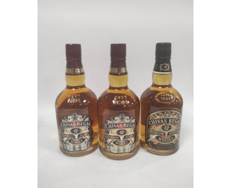 Three bottles of Chivas Regal 12 year old blended Scotch whisky, 700ml, 40% vol.&nbsp; (3) 