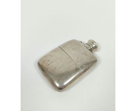 H. W. Dee, silver spirits flask, rounded rectangular with detachable cup and chained screw cap, 1872, 11mm x 7.5mm x 3.1mm, 2