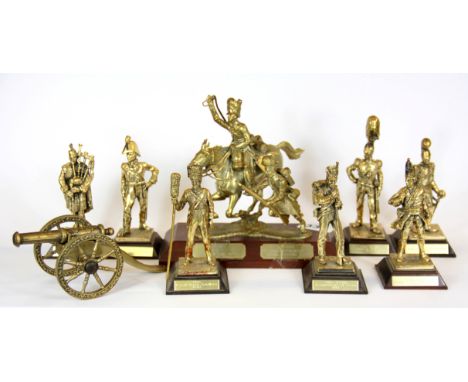 A group of cast metal and cold cast soldier figures.