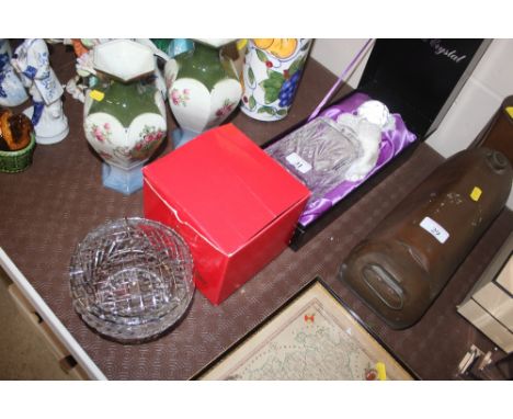 An Edinburgh crystal glass decanter and stopper in original box; and a Royal Brierley cut glass rose bowl with original box