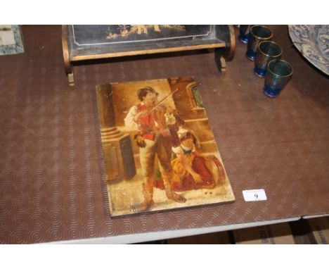 An oil on wooden panel study of a musician, indistinctly signed to bottom right 