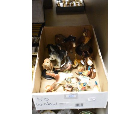 A menagerie of animal studies, including vintage English made pheasants, donkeys and horses, also included are two Hummel fig