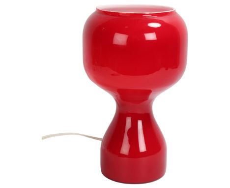 Massive Lighting, Belgium, a 1970s red glass table lamp, partial label to base, height 27cmGood condition, no chips, cracks o