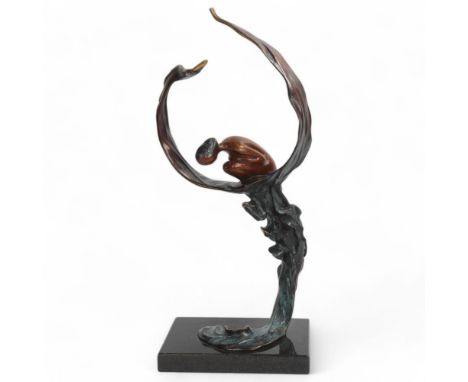 WU CHING JU, "Spirit Of The Lotus", Beyond Zen Series, bronze on granite base, limited edition 14 of 99, signed on base, in f