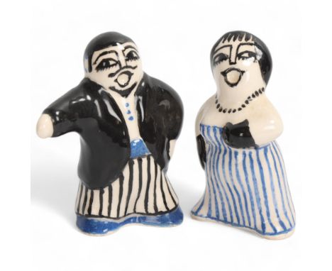 BERNARD MOSS, Mevagissey, Cornwall, 2 studio ceramic opera singers, maker's name under base, height 6.5cmGood condition, no c