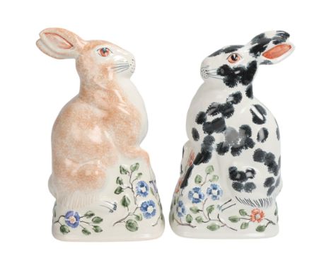 A pair of Rye Pottery slip-cast ceramic rabbits with maker's marks to base, height 22cmGood condition, no chips cracks or res