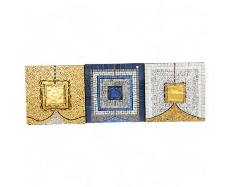 ELAINE M GOODWIN, a set of 3 wall-hanging mosaic plaques from Aspects of Light 1 Series, 2004, details to reverse, panels 30.