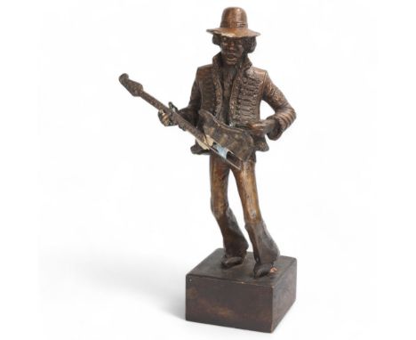 JIMI HENDRIX INTEREST - JOHN SOMERVILLE (born 1951), a limited edition bronze sculpture of Jimi Hendrix, signed to right leg,