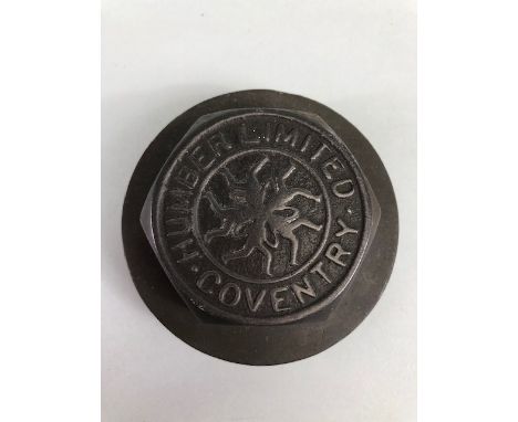 Vintage Car Motor Vehicle threaded hub cap relating to Humber Limited Coventry motors, approximately 8cm across A.F