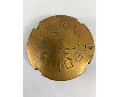 Vintage Car Motor Vehicle threaded brass hub cap relating to Bouton Dedion motors, approximately 5.5cm across