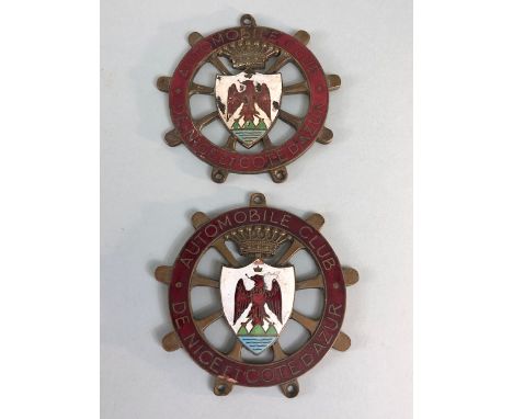 Vintage French Automobile Club enamel bar badge x 2 approximately 9cm across 