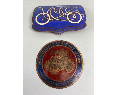 American vintage car club badges, The Veteran Motor Car Club of America, Blue Enamel on brass and Horseless carriage club of 