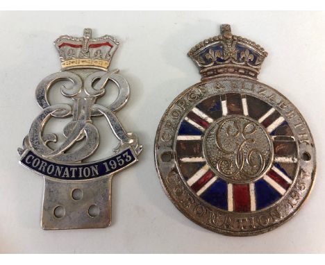 Vintage badge bar Badges  Queen Elizabeth Coronation 1953, George and Elizabeth Coronation 1937 (2 items) 