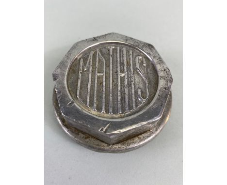 Vintage Car Motor Vehicle threaded hub cap relating to Mathis motors,  approximately 5.5cm across