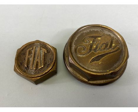 Vintage Car Motor Vehicle threaded brass hub cap relating to Fiat motors, 2 designs