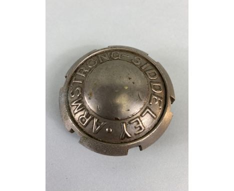 Vintage Car Motor Vehicle threaded metal cap relating to Armstrong Siddeley motors, approximately 5cm across