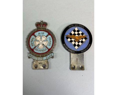 Vintage Vehicle bar badges relating to the RAF, one Enamel Royal Air Force Motor Sports Association, and an Enameled Royal Ai