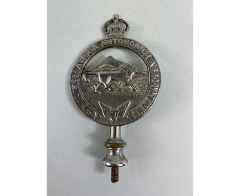 AA bar badge for the Royal east African Automobile Association , kings crown over lion, maker to reverse The Manchester Chrom