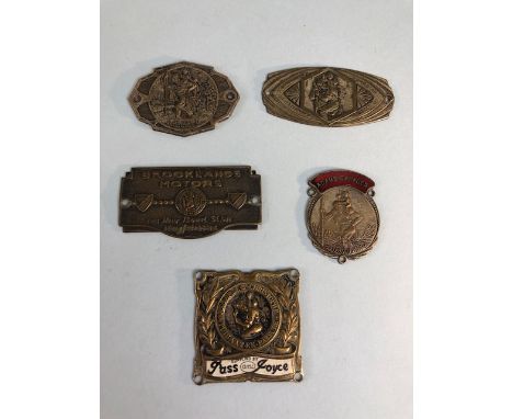 Vintage car dealership St Christopher plaques, to include Brooklands Motors 103 New Bond Street W1, Pass and Joyce, Adams Gar