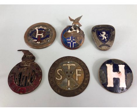 Collection of Vintage car, Automotive badges  with enamel detail from various countries 6 items in total all AF