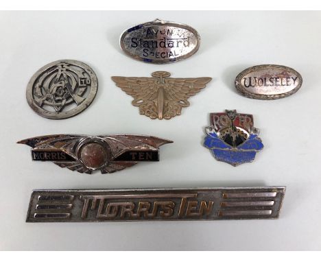 Vintage car badges, early  Enamel Rover bonnet  badge, Avon Standard Special Grill badge, Wolseley grill badge, Austin grill 