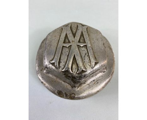 Vintage Car Motor Vehicle threaded alloy  hub cap relating to A A motors, approximately 8cm across