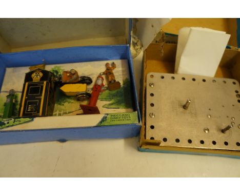 Vintage meccano AA boxed set together with a meccano clock work motor with key