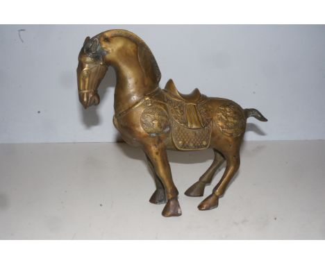 Bronze oriental horse signed 