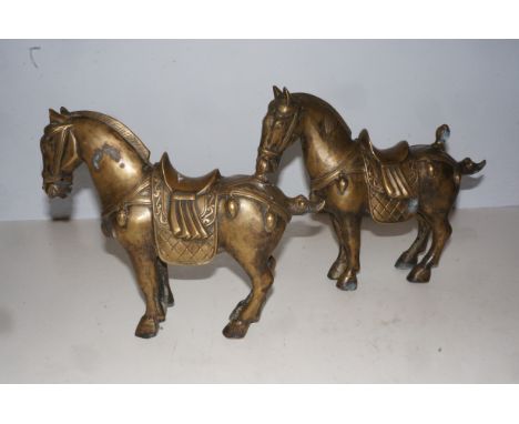 Pair of bronze oriental horses Height 20 cm