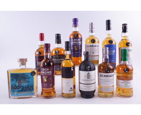 TWELVE BOTTLES SINGLE MALT SCOTCH WHISKYCeltic Revival 12YO; Loch Lomond 14YO and 18YO; Cask 88 Unfiltered 13YO; Londores Fri