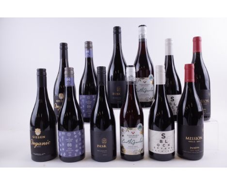 TWELVE BOTTLES NEW ZEALAND RED WINEGeisen 2 x Organic Syrah 2019; The Hunting Lodge 2 x Seasonal Collection Syrah 2021; Pask 