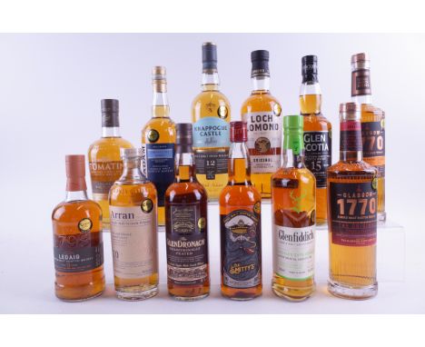 ELEVEN BOTTLES SINGLE MALT SCOTCH WHISKY AND ONE IRISH WHISKEYTobermory Distillery Ledaig 9YO; Arran Non-chill Filtered 10YO;
